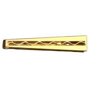 Vintage Swank Signed Gold-Tone Tie Clip Bar Open Work Wavy Cutout Design